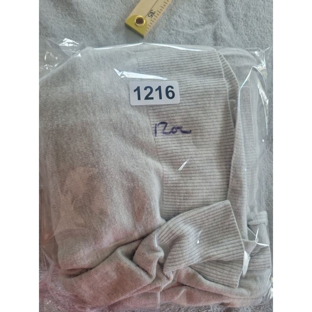 Womens Open Front Cardigan Sweater Size L Belted Back Minimalist Chic 3/4 Sleeve - Picture 10 of 10